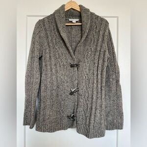 Coldwater Creek Wool Blend Cable Knit Cardigan Toggle Front Sweater M
